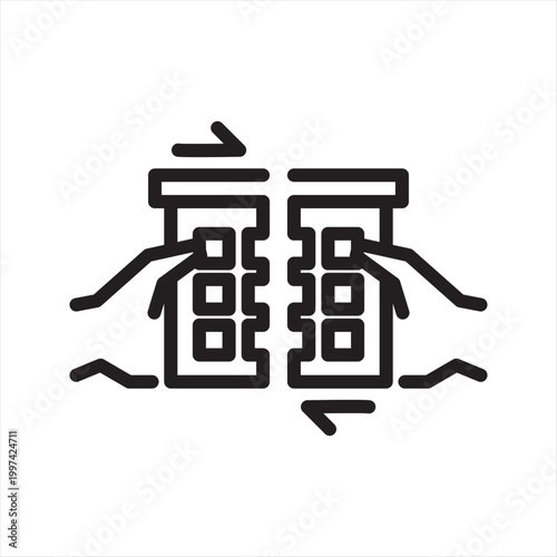 Corporate Merger Fear Line Icon - Business Uncertainty Anxiety