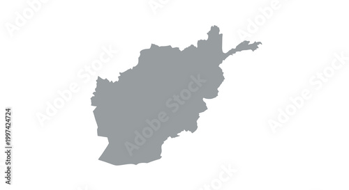A grayscale silhouette depicts the geographical outline of afghanistan showcasing its mountainous terrain high quality professional detailed modern