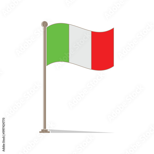 Italian flag waving icon in flat style.