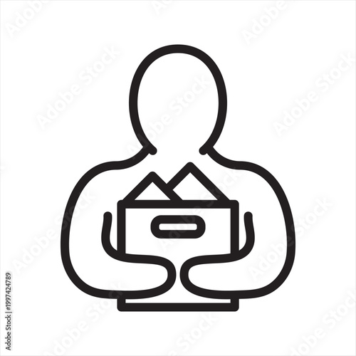 Packing Box Line Icon - Job Exit Symbol