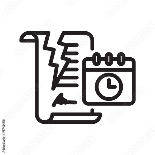 Contract Countdown Line Icon - Employment Deadline Anxiety