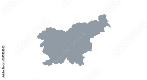A grayscale silhouette depicts the geographical outline of the country of slovenia showcasing its borders high quality professional