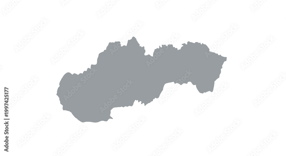Fototapeta premium A grayscale silhouette depicts the geographical outline of slovakia a landlocked country in central europe high quality professional