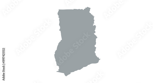A gray silhouette outlines the geographical shape of the west african nation of ghana high quality professional detailed