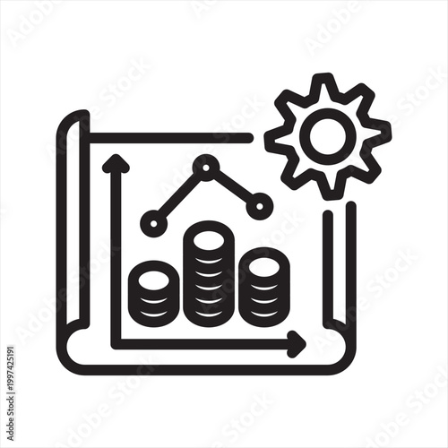 Project Based Income Uncertainty Line Icon - Temporary Earnings Instability