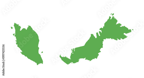 A vibrant green outline depicts the geographical shape of malaysia showcasing its peninsular and borneo regions high quality