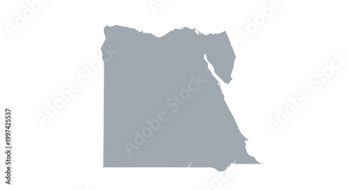 A simplified gray silhouette depicts the geographical outline of egypt including the sinai peninsula high quality professional detailed