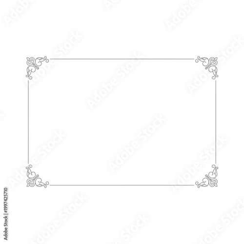 Bild auf Leinwand Elegant rectangular frame with decorative corner ornaments for invitations and c
