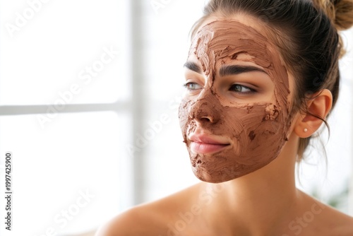 Woman Applies a Mud Mask on Her Face in a Bright Indoor Space During Daytime
