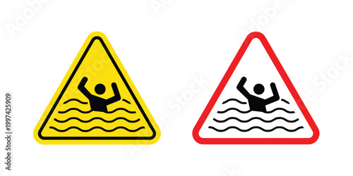 Risk of drowning warning sign - vector illustration eps10