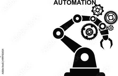 Robotic automation concept gears and mechanical arm