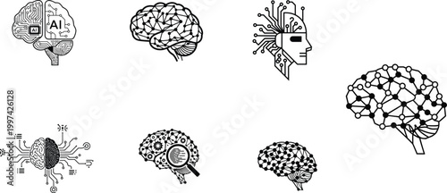 Anatomical illustrations of the human brain from multiple views