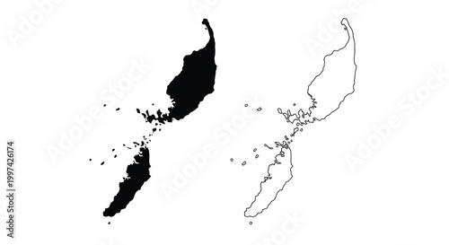 A striking comparison of fiji s landmass presented in both filled black and outlined white forms high quality