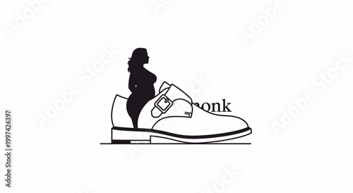 Silhouette of a Woman Seated Inside a Stylish Shoe.