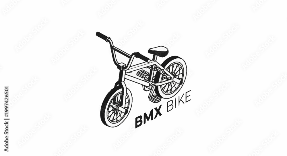 Fototapeta premium Illustration of a BMX bicycle with text BMX BIKE.