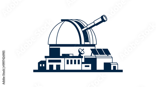 A large observatory with a dome and telescope sits atop a building complex