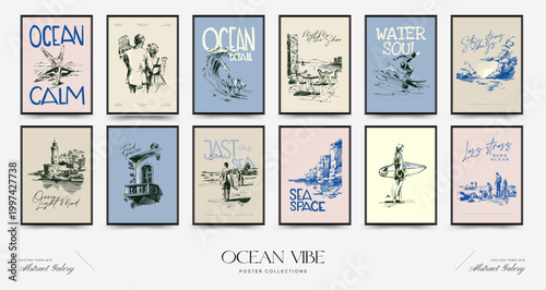 Ocean Poster Set Coastal Wall Art Collection Beach Printable Decor