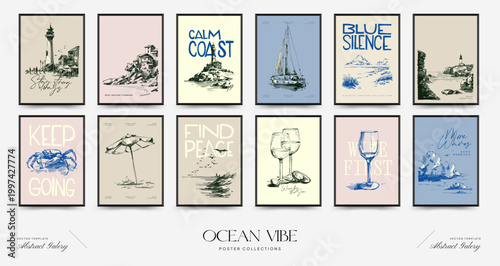 Ocean Poster Set Coastal Wall Art Collection Beach Printable Decor