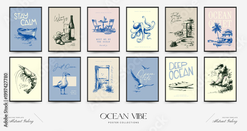 Ocean Poster Set Coastal Wall Art Collection Beach Printable Decor