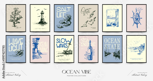 Ocean Poster Set Coastal Wall Art Collection Beach Printable Decor