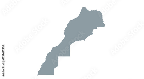 A simplified solid gray silhouette depicting the geographical shape of the country of morocco high quality professional detailed
