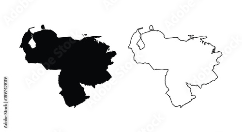 A striking visual comparison shows venezuela s outline in both solid black and white against a blank background