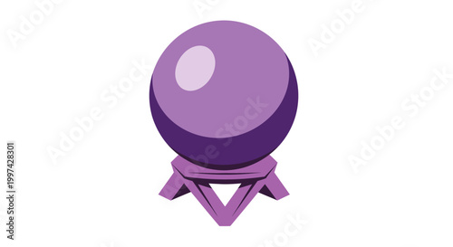 Purple crystal ball on a stand, representing fortune telling, prediction, magic, and the future.
