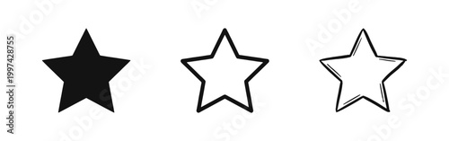 Five-Pointed Star Rating and Quality Favorite Success Icon Set