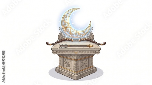 Artemis Moon Altar Clipart Isolated on White Background
