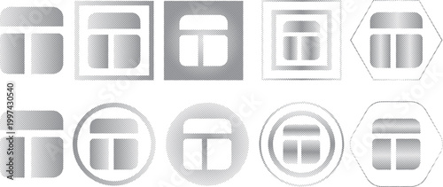 Layout Icon Collection – Layout Dotted Circles Geometric Dots Gradient – Dot Spray Gradient Vector Set – Layout Illustration Halftone Gradient 