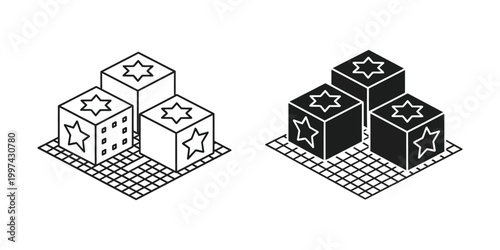 Foto Isometric illustration of star-marked cubes arranged in contrasting color scheme