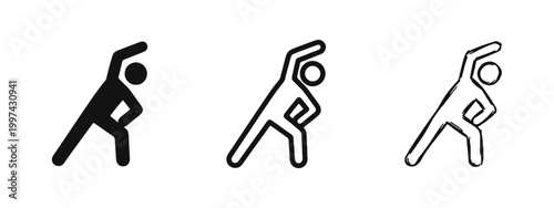 Fitness and stretching exercise icon set, gymnastics and body wellness training symbol