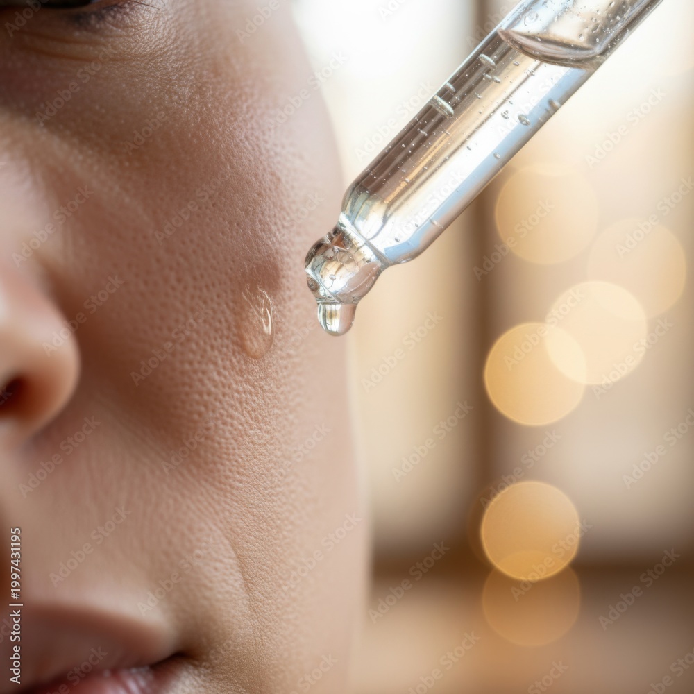 Fototapeta premium Woman applying serum to face skin 1.