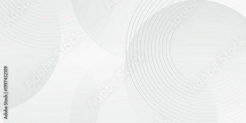 3D white geometric abstract background overlap layer on bright space with circles shape decoration. Modern graphic design element cutout style concept for banner, flyer, card, cover, or brochure