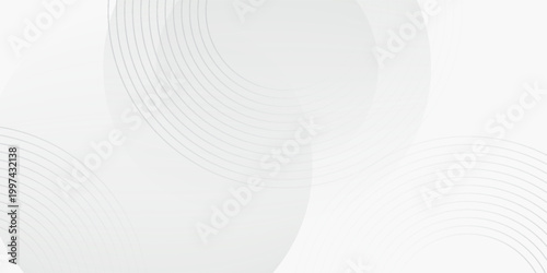 3D white geometric abstract background overlap layer on bright space with circles shape decoration. Modern graphic design element cutout style concept for banner, flyer, card, cover, or brochure