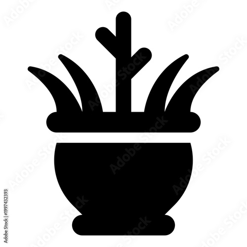 Herb Pot Solid Icon, Plant Container, Garden Botanical, Ceramic