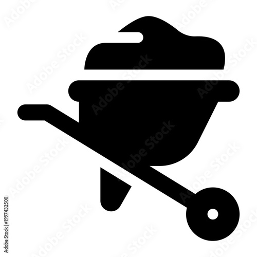 Wheelbarrow Solid Icon, Garden Tool, Cart Equipment, Transport