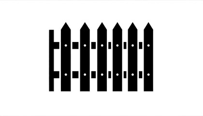 Simple black silhouette of a wooden fence
