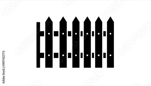 Simple black silhouette of a wooden fence