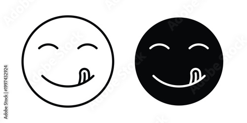 Yummy smile emoji icon - vector illustration eps10