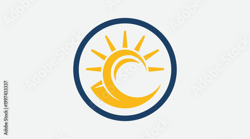 Abstract logo design featuring a sun and wave motif, symbolizing energy and nature harmony