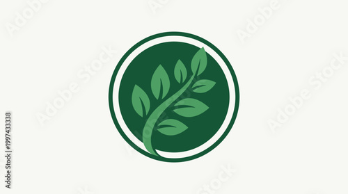 Green circular logo featuring a stylized leaf design, symbolizing nature and sustainability