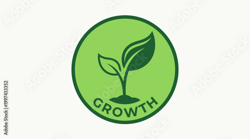 Growth symbol featuring a green plant sprouting from soil, representing environmental sustainability