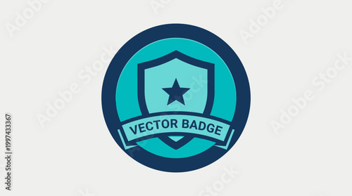 Circular vector badge design featuring a shield and star, suitable for branding and logo use