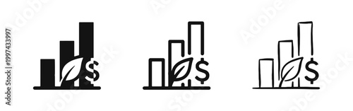 Sustainable Finance and Green ESG Growth Icon Set