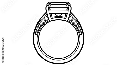 Vintage Emerald Cut Diamond Ring with Side Engraving