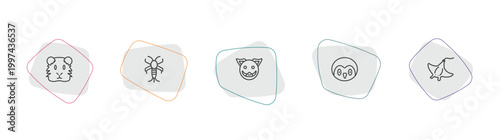 animals outline icon set. linear vector for ui, web and mobile. thin line guinea pig heag, silverfish, boar icons.
