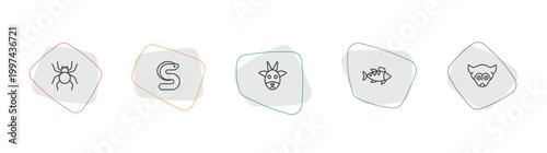 animals outline icon set. linear vector for ui, web and mobile. thin line spider, eel, goat icons.