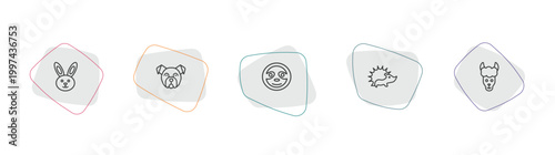 animals outline icon set. linear vector for ui, web and mobile. thin line rabbit, bulldog, sloth icons.