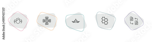 artificial intellegence outline icon set. linear vector for ui, web and mobile. thin line immersive, nano sensor, aeroplane icons.